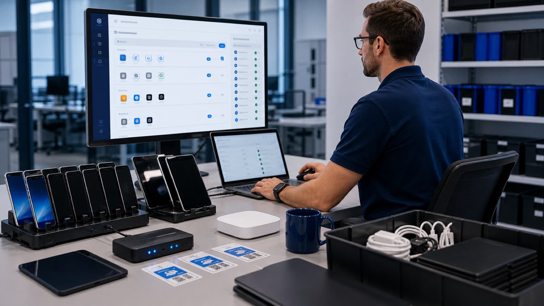 Business admin deploying an approved app to a group of sales devices